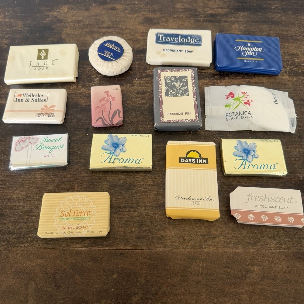 Vintage Lot of 14 Hotel Motel Resort Travel‎ Size Mini Bar Bath Soaps